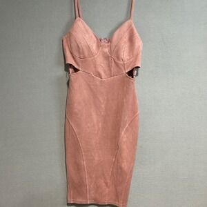 Privy Windsor Faux Suede Bodycon Dress Womens Medium Mauve Pink Cutout coquette